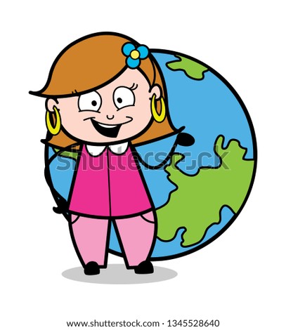 Happy Lady with Earth Vector
