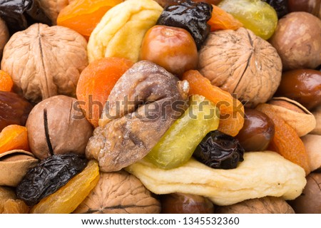 dried fruits and nuts high definition studio shot