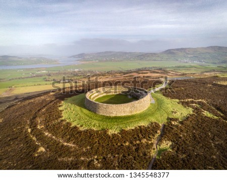 This is Grianan Of Aileach. It is a stone ring fort in Donegal Ireland just out side of the City of Derry
