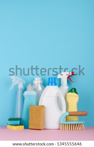 Cleaning items. Clean service products assortment.