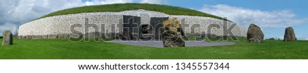 Panoramic of Newgrange in County Meath, Ireland Royalty-Free Stock Photo #1345557344
