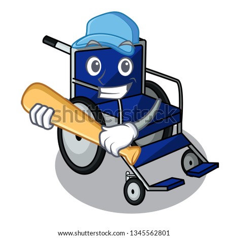 Playing baseball wheelchair isolated with in the cartoon