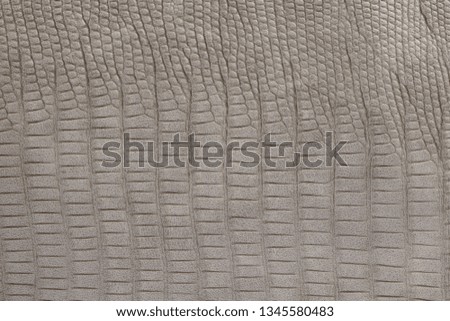 Photo picture of grey crocodile artificial leather. Close up of leather. Could be used as background.