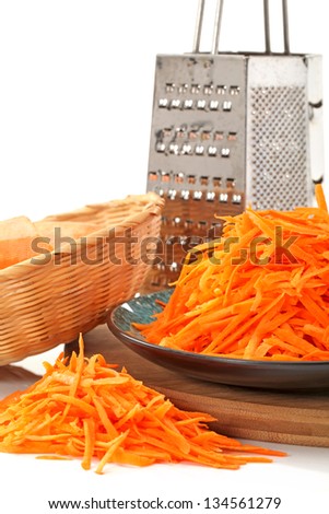 The polished carrots on a white background