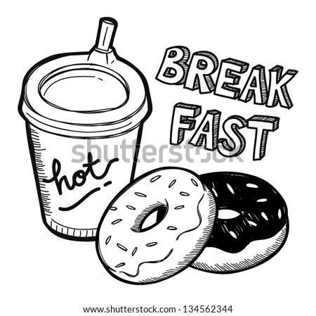 Breakfast food in doodle style