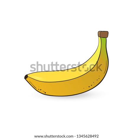 Vector hand drawn banana. Decorative cartoon style product restaurant menu, market label