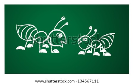 Vector image of a ant on the blackboard