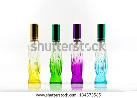 Perfume bottles on white background