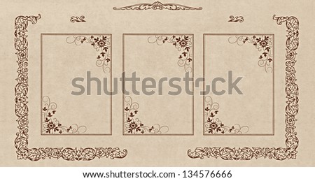 vintage old paper with flowers pattern