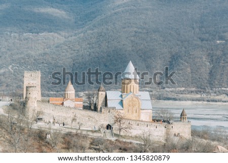  Ancient architecture of churches and monasteries in Georgia. Historical places and attractions.