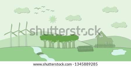 beautiful vector illustration  paper cut of landscape of the nature environment in the city for background.