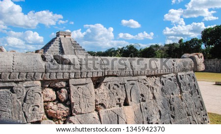 "El Castillo" or The Kukulkan Temple of Chichen Itza, a Mayan pyramid in Yucatan, Mexico