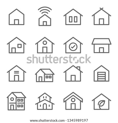 Home Icon Set. Contains such Icons as House, Property, Church, Garage, Smart Home and more. Expanded Stroke