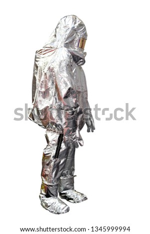 Fire Proximity Suit for Firefighter Protection From High Temperature Isolated Royalty-Free Stock Photo #1345999994
