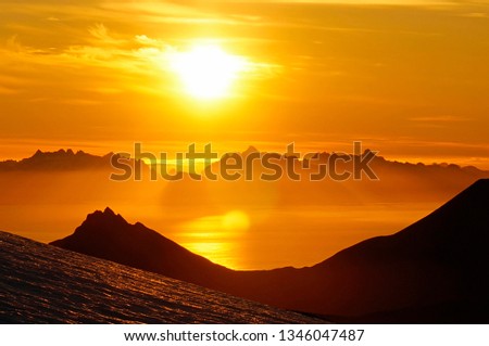 The Land of the Midnight Sun, Arctic Norway in Summer.                        Royalty-Free Stock Photo #1346047487