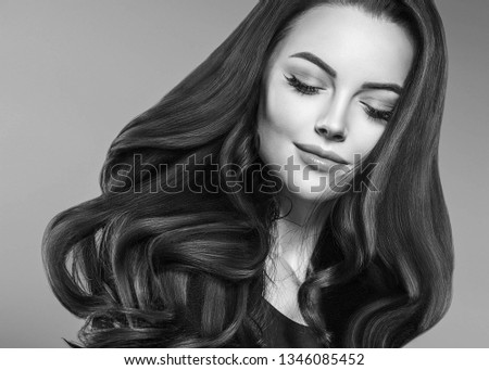 Monochrome beautiful hair woman portrait brunette