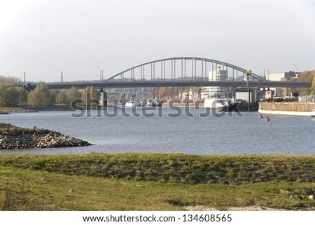 View of the John Frost Bridge in Arnhem, Netherlands Royalty-Free Stock Photo #134608565