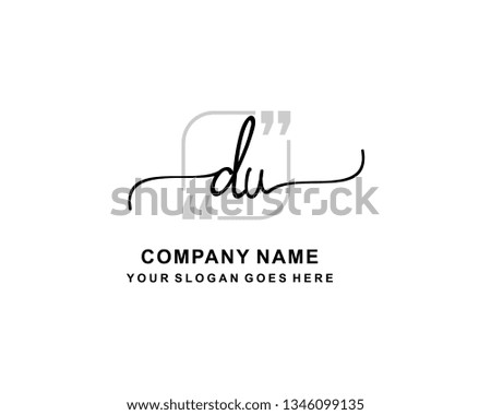 D U Initial Handwriting Logo Template