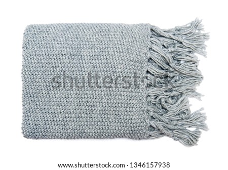 Soft moss knit blanket isolated on white background Royalty-Free Stock Photo #1346157938