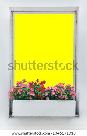 flower on window with isolated die cut path for use as photo picture frame