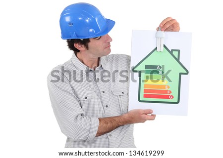 Housebuilder with an eco-light bulb