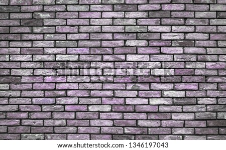 Violet and gray grunge Brick wall texture close up. Top view. Modern brick wall wallpaper design for web or graphic art projects. Abstract background for business cards and covers. Template or mock up