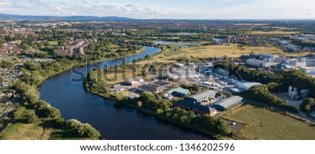 The river tees showing the industrial park at Preston Farm, Stockton on tees, Teesside Royalty-Free Stock Photo #1346202596