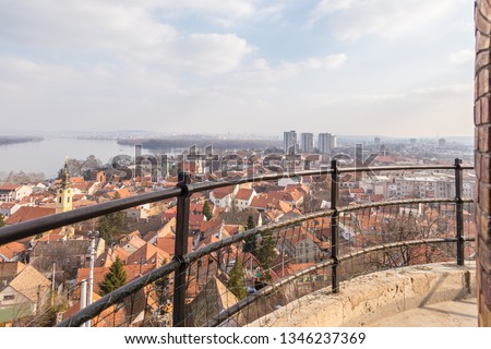 Cityscape of Zemun from Gardos tower with Belgrade in the background.
