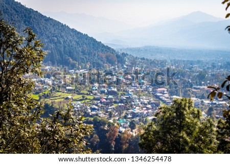 Green Natural Beauty with clear blue skies of Bir and Billing, Himachal Pradesh, India, Asia. Bir Billing is famous for Paragliding, Trekking, Mountain Terrain Biking and Camping.
