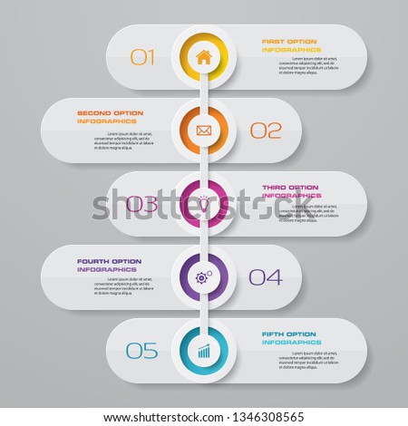 5 steps timeline infographic element. 5 steps infographic, vector banner can be used for workflow layout, diagram,presentation, education or any number option. EPS 10.