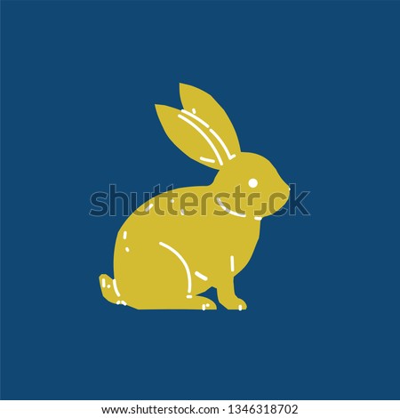 Cute bunny rabbit line art vector drawing, hand drawn minimalism style. Vector illustration.