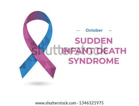 Sudden Infant Death Syndrome Awareness Month - October - ribbon. Low poly colorful vector illustration for web and printing isolated on white.
