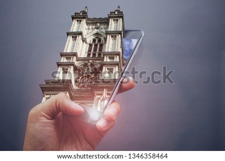 London church, 3D pop out effect. Photoshop manipulation
