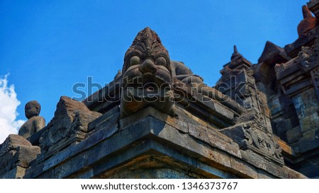 Stone carvings and sculpture on the Borobudur, Central Java, Indonesia