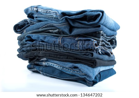 Jeans pile isolated on white