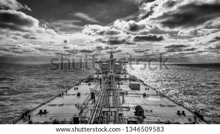 Tanker proceeding by ocean