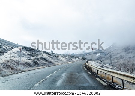 Beautiful winter road through Andorra mountains and small villages