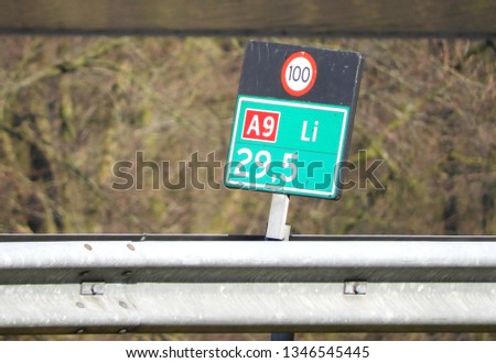 Road sign at the A9 freeway in Amsterdam, Holland