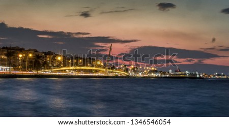 izmir Goztepe Bridge at sunset and cloudy day with long exposure 