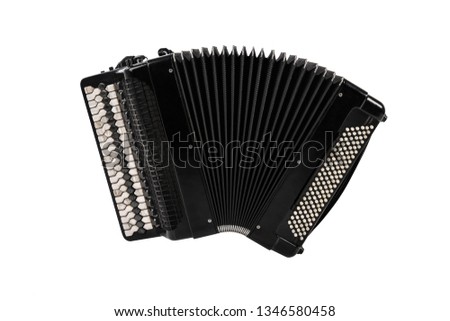 Black accordion on pure white background