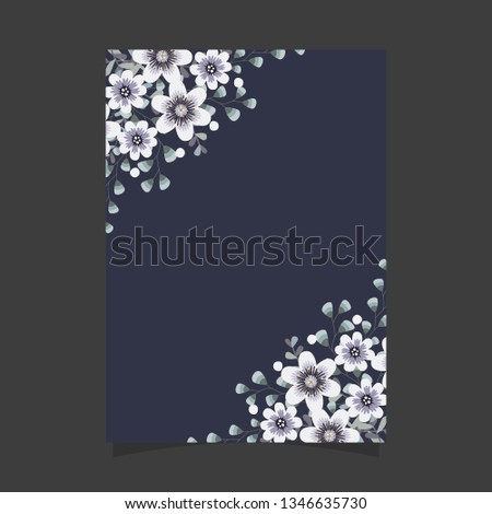 Common size of floral greeting card and invitation template for wedding or birthday anniversary, Vector shape of text box label and frame, Winter flowers wreath ivy style with branch and leaves.