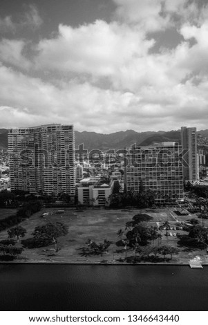 Hawaii cityscape and black and white photography