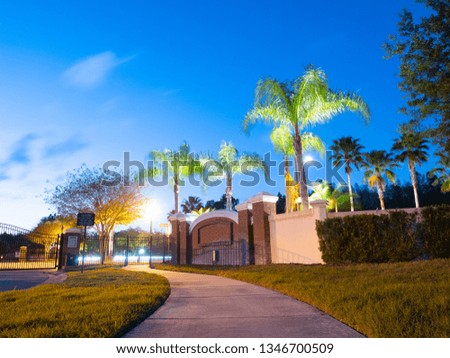 A typical Florida house at night	