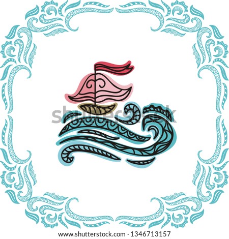 Sea and ship. Vector illustration