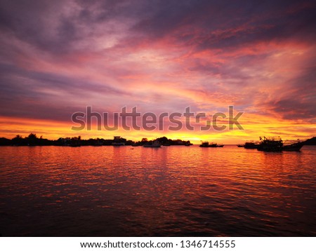 Beautiful sunset view and vivid colors in Waterfront Kota Kinabalu, Sabah. Malaysia Borneo..