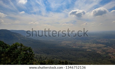 Landscape Background , Mountain with Blue Sky and Cloud , High Angle View , Green Mountain in Countryside of Thailand