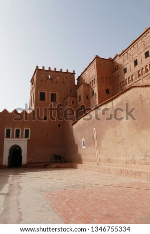 Exterior buildings of Kasbah Taourirt, Ouarzazate,  Morocco, Africa
