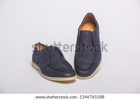 Blue men's shoes. Men's shoes on a white background. Casual shoes. Comfortable men's shoes