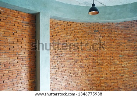 Interior wall design and building decoration of red brickwork in industrial loft style