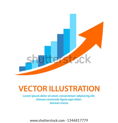 Growing BusinessGraph icon in flat style. Profit symbol for your web site design, logo, app. Vector EPS 10